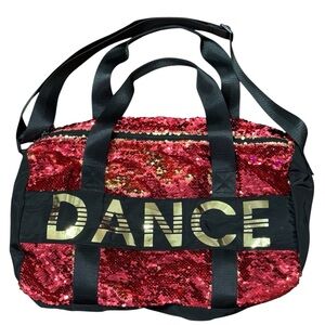 Red Sequin DANCE Tote Bag - Statement Glam Carryall